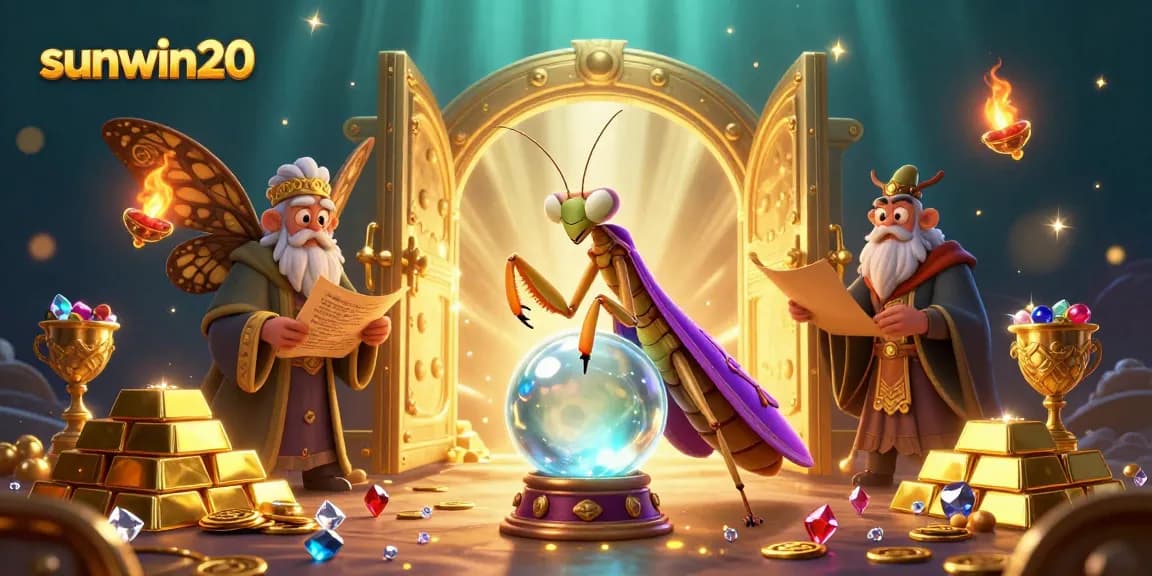 Experience thrilling gameplay at sunwin20 with a mystical fortune teller and treasures in a vibrant casino scene.