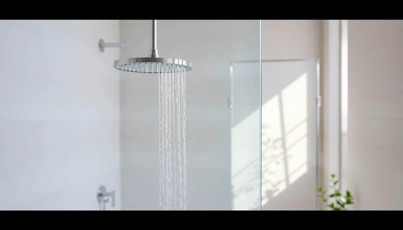 Experience elegant showers au with luxurious fixtures in a serene bathroom setting.