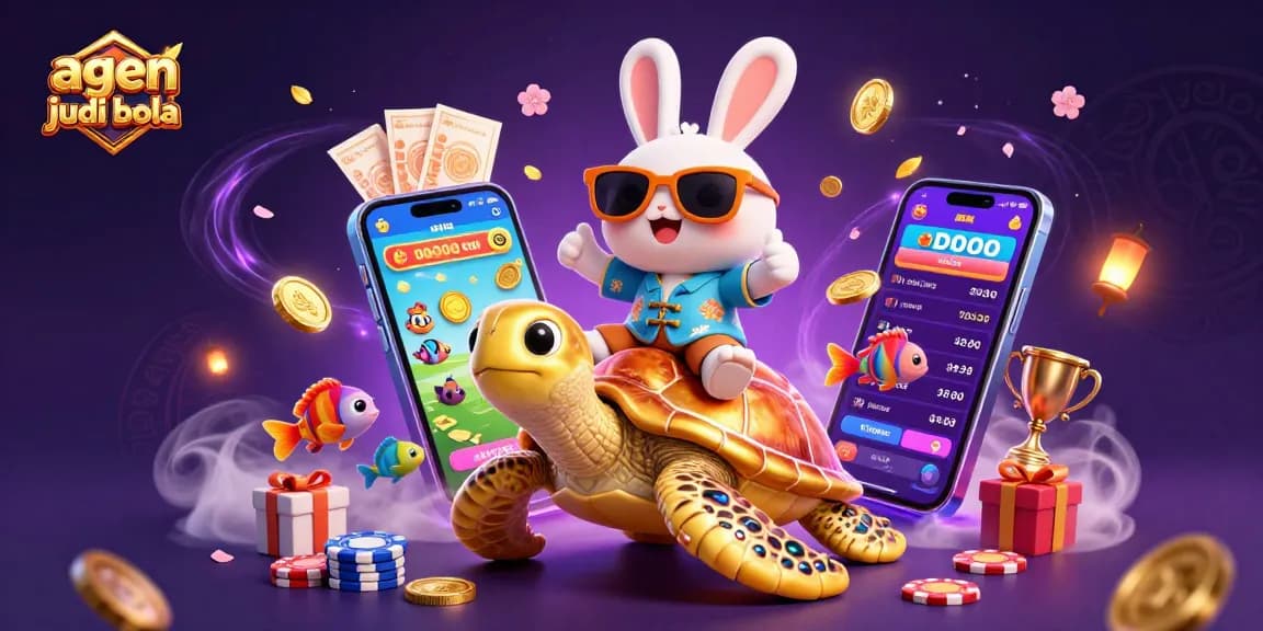 Bet on agen judi bola with cheerful characters celebrating exciting sports action in lively 3D illustration.