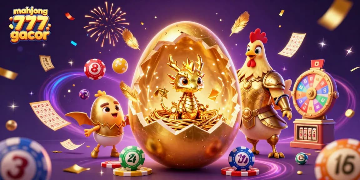 Engage with mahjong 777 gacor, featuring a dramatic scene with a golden dragon and poker chips.