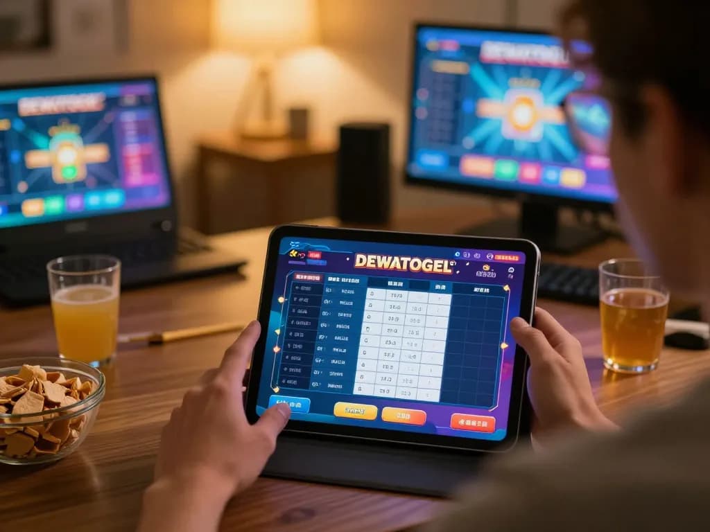 Check real-time Toto Macau results on DEWATOGEL's app with engaging home gaming setup