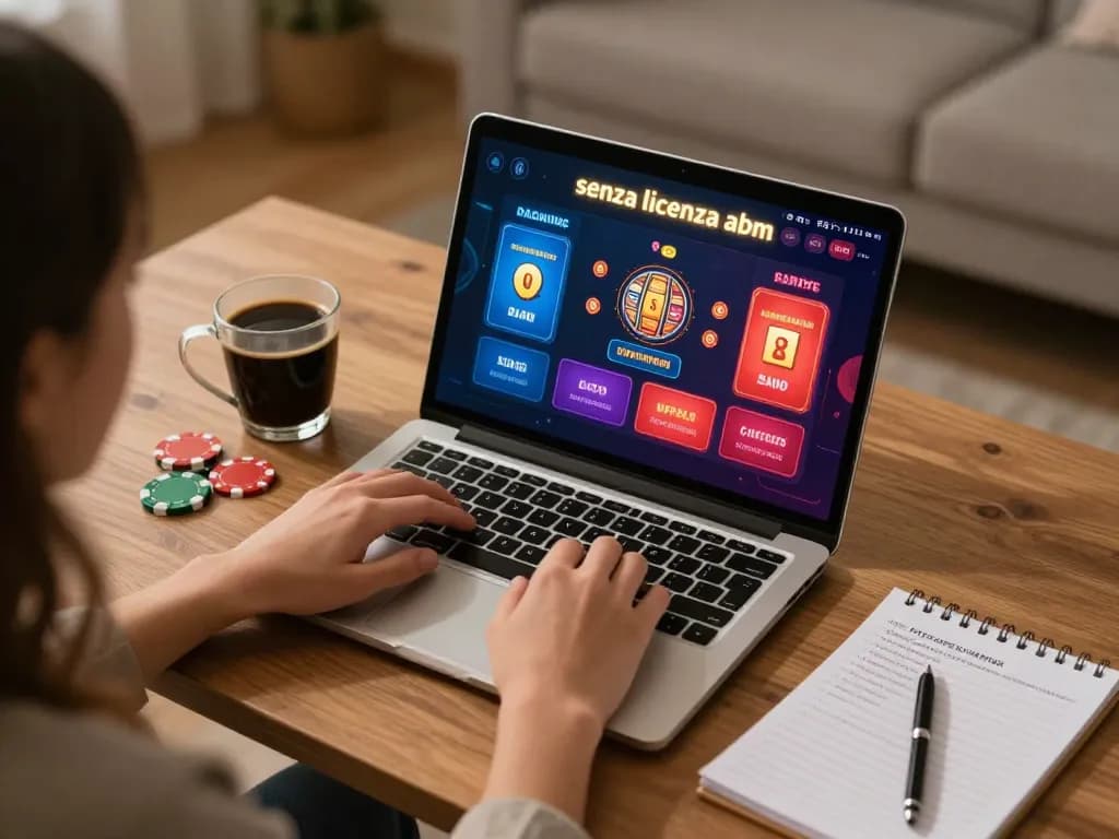 Engaging gameplay at a casino senza licenza adm on a laptop in a cozy home setting