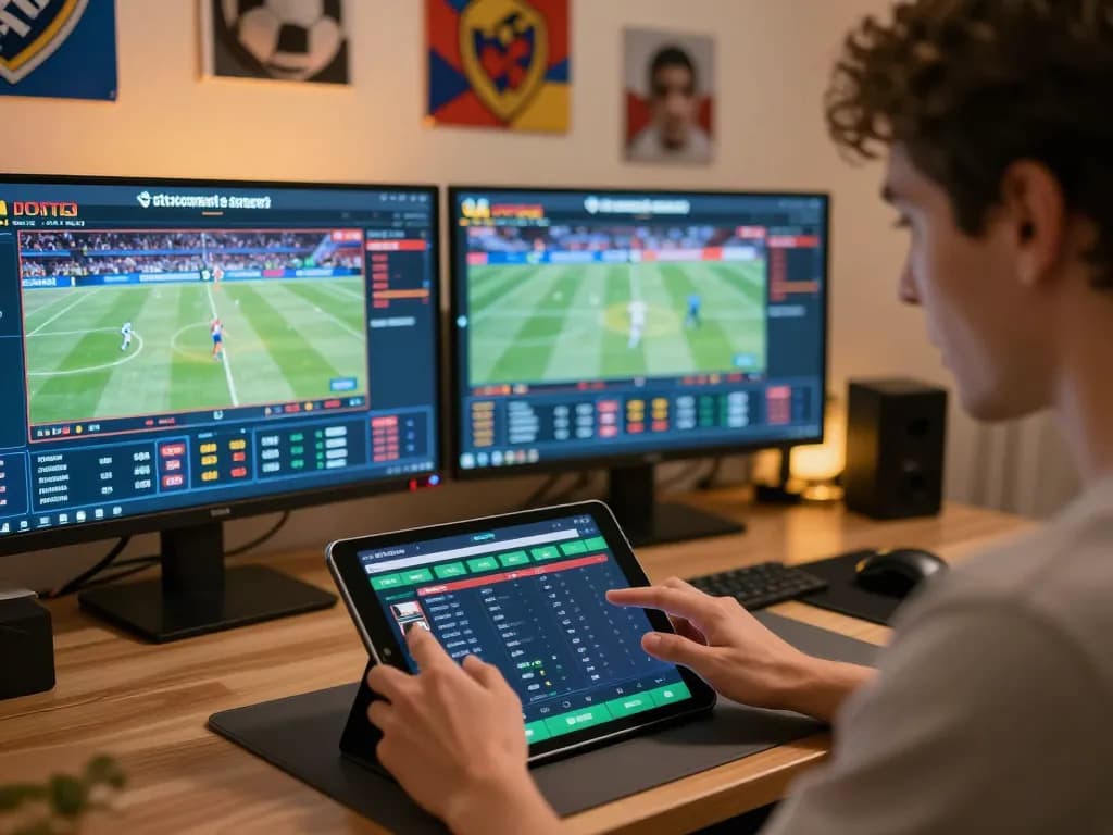 siti scommesse stranieri action with dynamic sports betting setup capturing a user's excitement