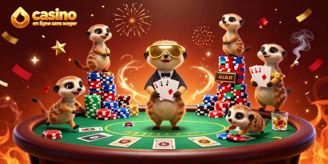 Jouer sur un casino en ligne sans wager avec une colonie de suricates animée.