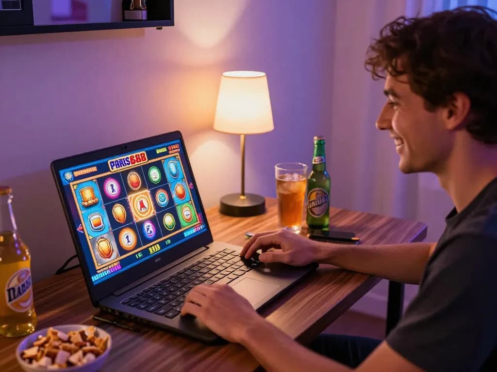 Experience thrilling slot gameplay on Paris888 from a cozy home gaming setup