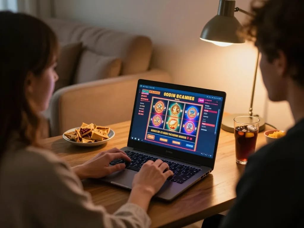 Engaging with b52 online games in a cozy home setup, capturing the excitement of digital gambling.