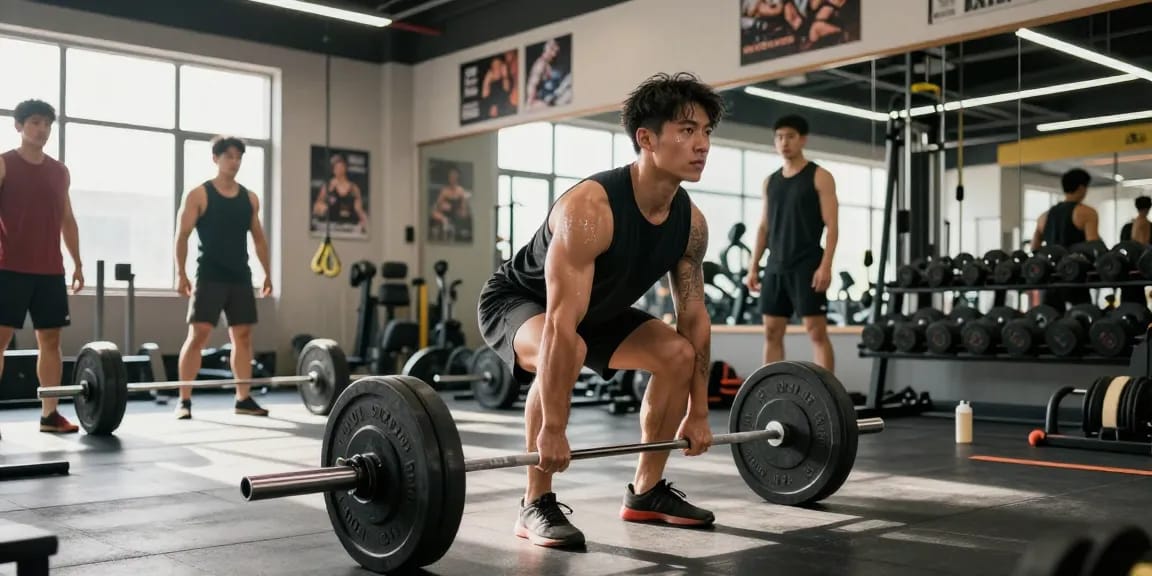Pharmaqo Shop customer performing weightlifting, showcasing dedication and strength training.