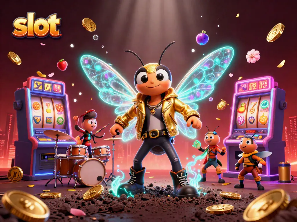 Players enjoy vibrant slot games with dynamic visuals and engaging characters in this 3D illustration.