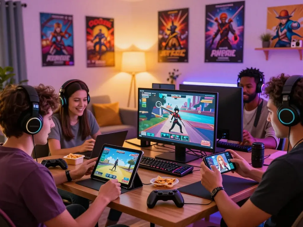 Play sex games online with diverse adults enjoying immersive gaming experiences in a cozy environment.