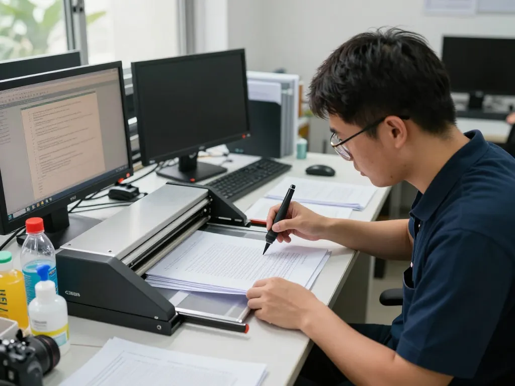 bóc ép plastic tại hà nội using advanced technology for safe document restoration in a professional office setup