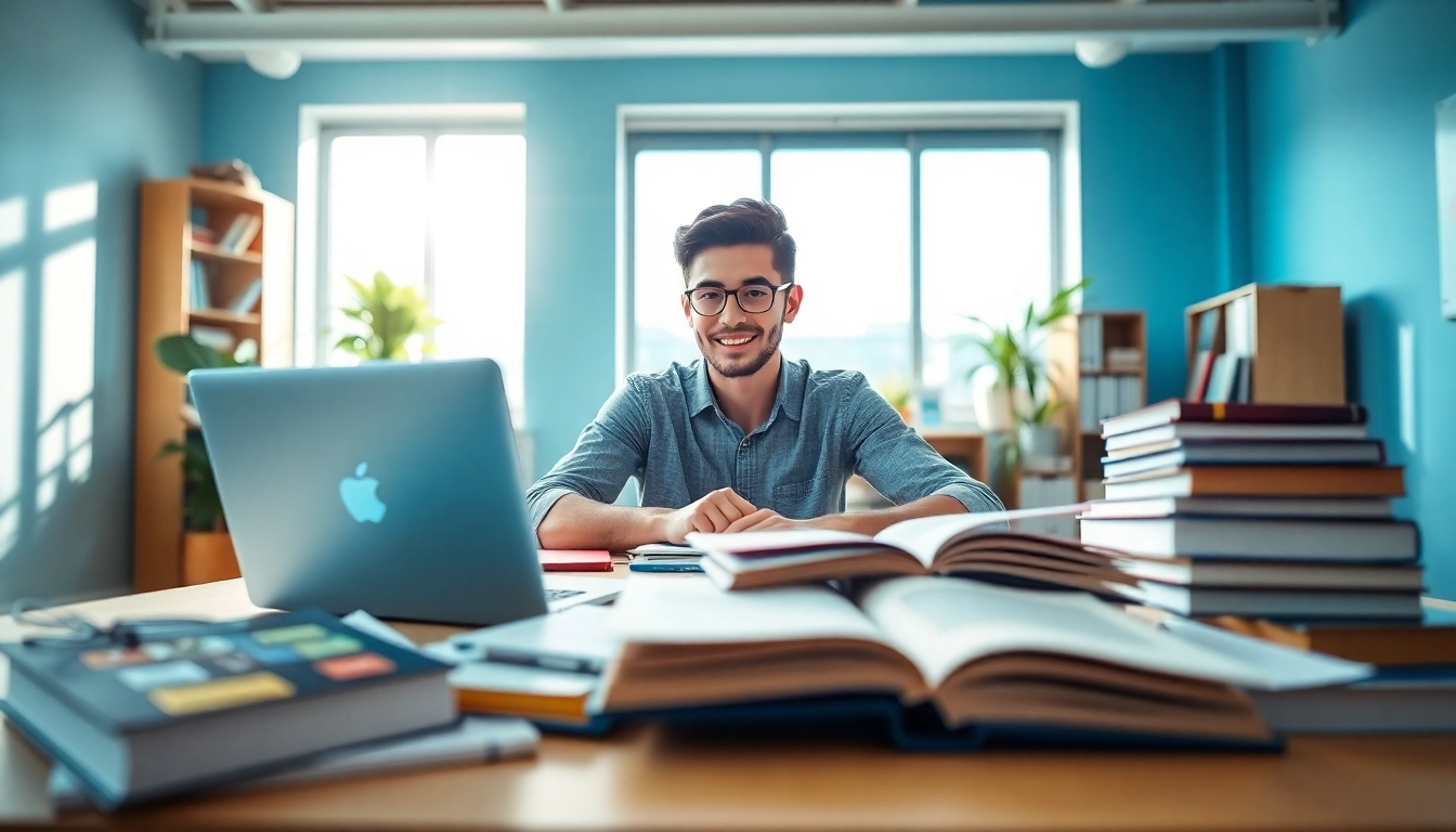 Pay someone to take toefl with a focused student studying in a bright, organized environment.