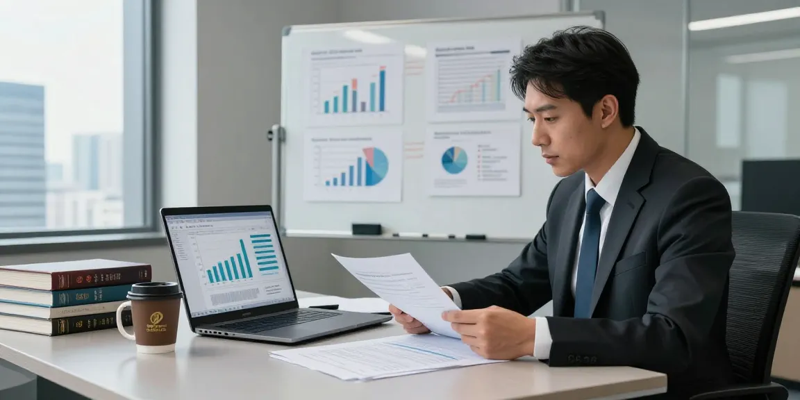 Aktivitas auditor forensik di aafikotatasikmal.org, menganalisis dokumen keuangan di kantor modern.