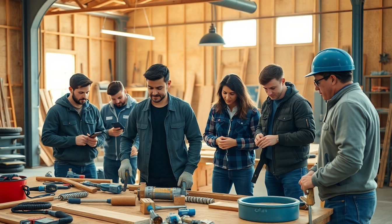 Enhancing skills through construction training programs in a vibrant workshop setting.