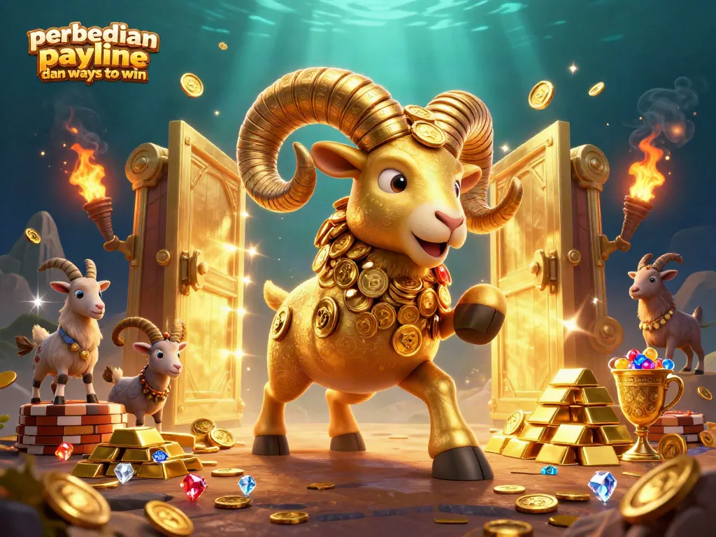 Gambarkan perbedaan payline dan ways to win dalam ilustrasi slot 3D yang memikat.