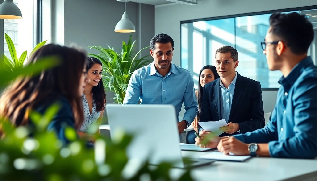 Team collaborating with enterprise assistant saas solutions in a dynamic office setting.
