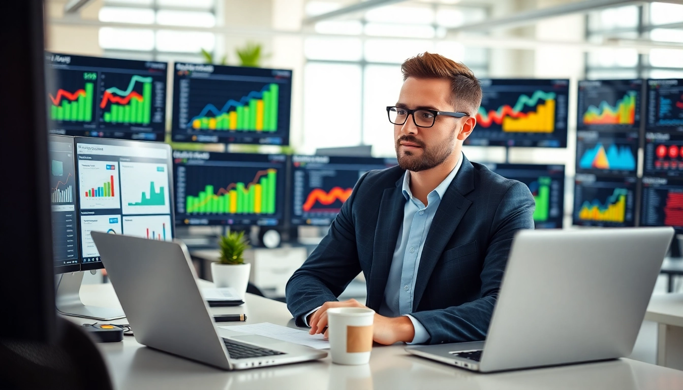 Optimize your google ads edmonton with a digital marketer analyzing performance data in a professional office.