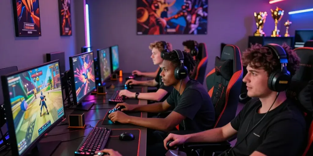 Luxury333 online gaming experience with players focused on dynamic gameplay in a modern tech environment