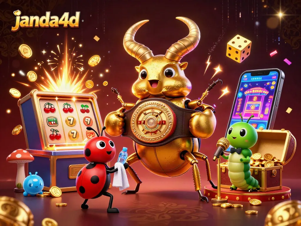 Permainan slot janda4d yang meriah dengan karakter dalam ilustrasi ceria.