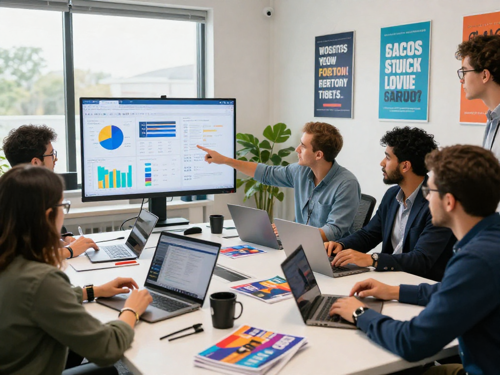 Political Facebook ads agency strategizing with dynamic team collaboration in bright office