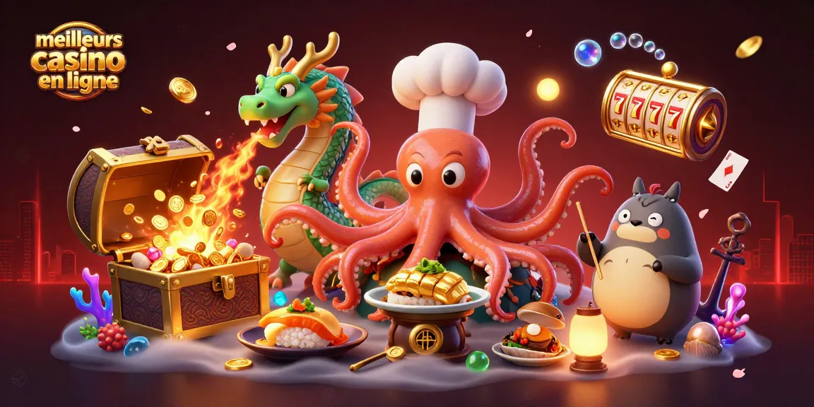 Découvrez les meilleurs casinos en ligne avec cette illustration dynamique de jeu et de gains captivants.