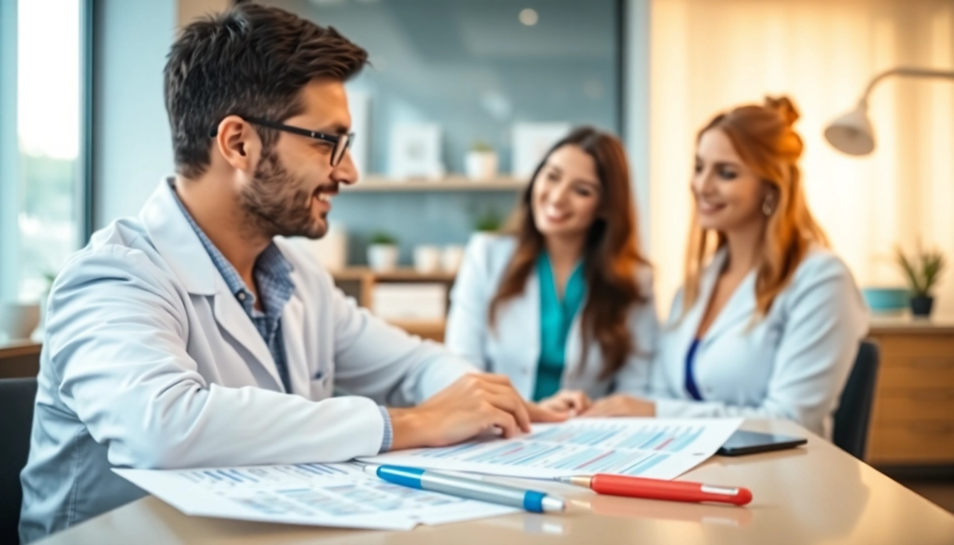 Engaging dental consultant Maryland providing services in a professional office setting.