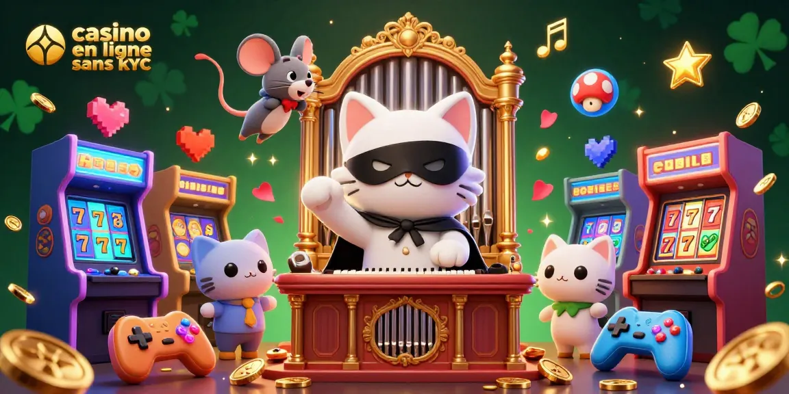 Partagez votre expérience sur casino en ligne sans KYC avec cette illustration dynamique colorée de jeux de casino.