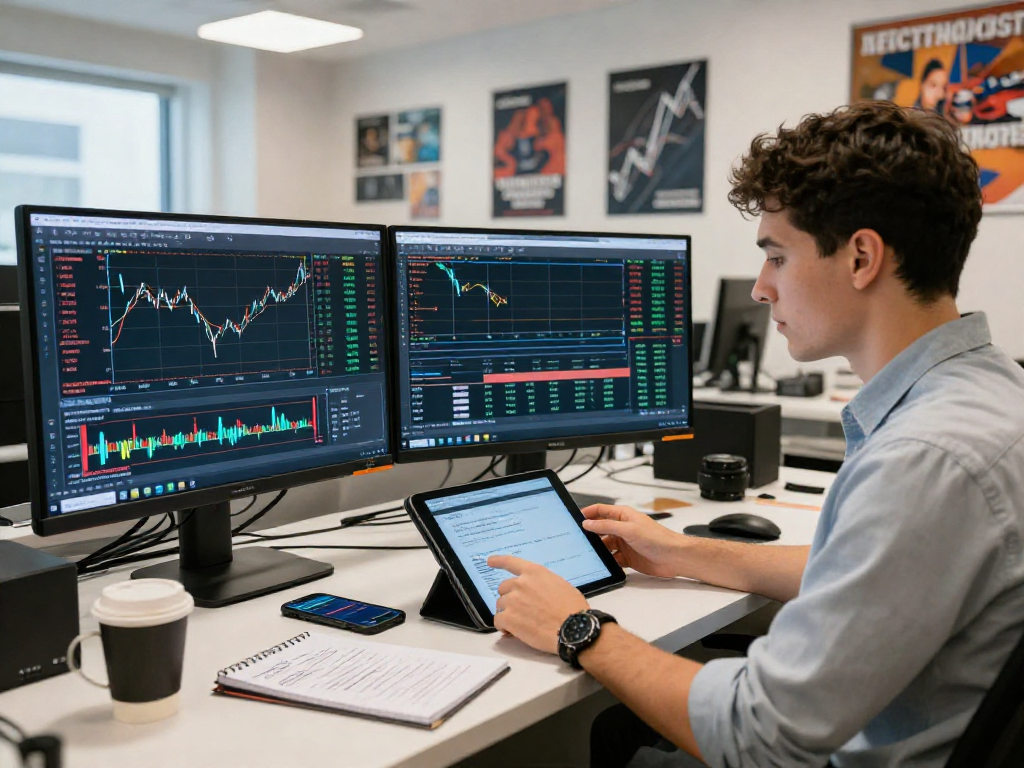 使用metatrader 5的交易员在现代金融交易室中分析市场图表和经济日历。