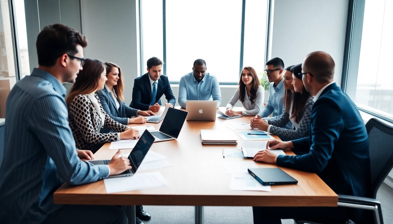 Team collaborating on Contract Management strategies in a bright, modern office environment.