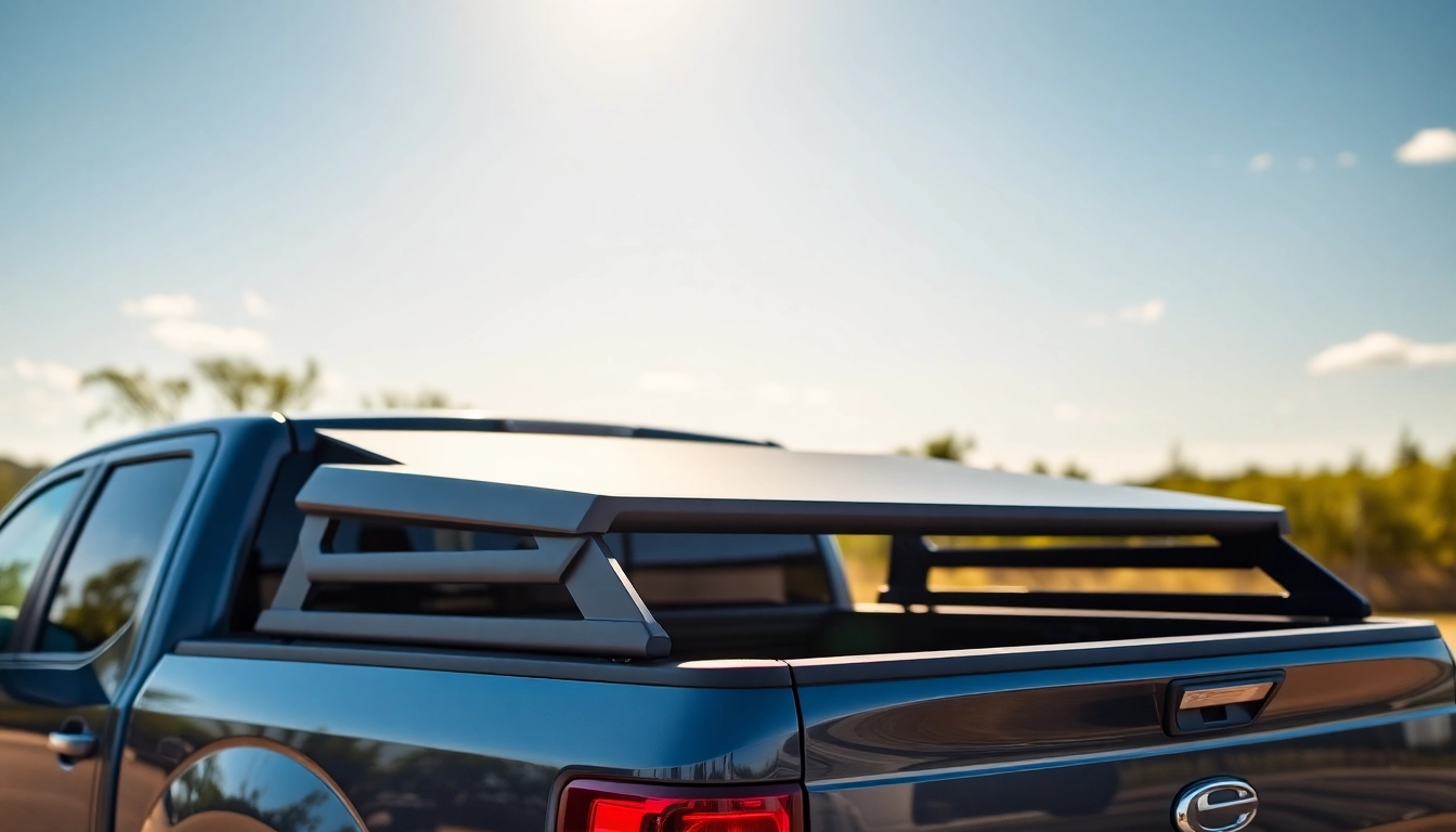 Showcase of tonneau cover on a pickup truck, highlighting design and functionality outdoors.