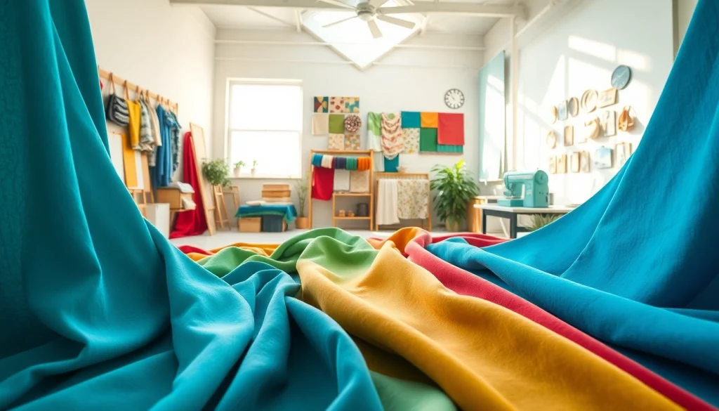 Canvas stoffen in verschillende kleuren op een creatieve tafel met een levendige uitstraling.