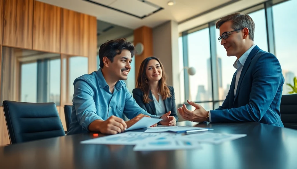 Engaging discussion on investment management San Antonio in a modern office environment.
