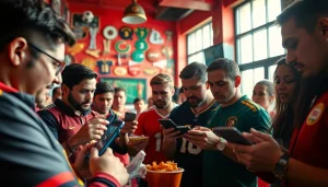 Engaged bettors participating in sports betting Mexico, showcasing excitement and interaction.