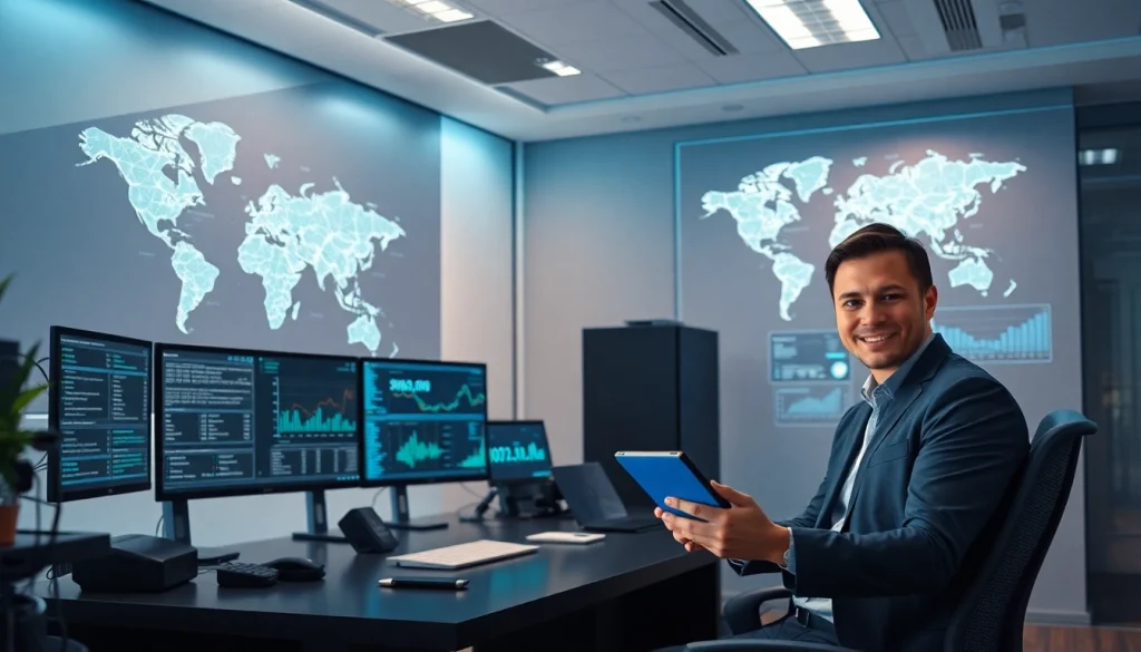 Visual representation of best cloud mining technologies in a modern office setting, showcasing innovation and data analysis.