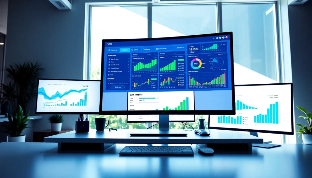 Engaging interface of an smm reseller panel on a modern digital marketing desk.