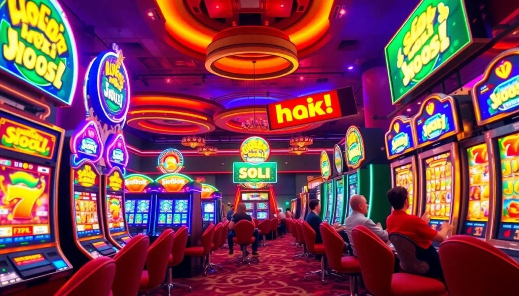 Exciting slot hoki gaming experience with vibrant machines and players.