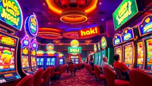 Exciting slot hoki gaming experience with vibrant machines and players.