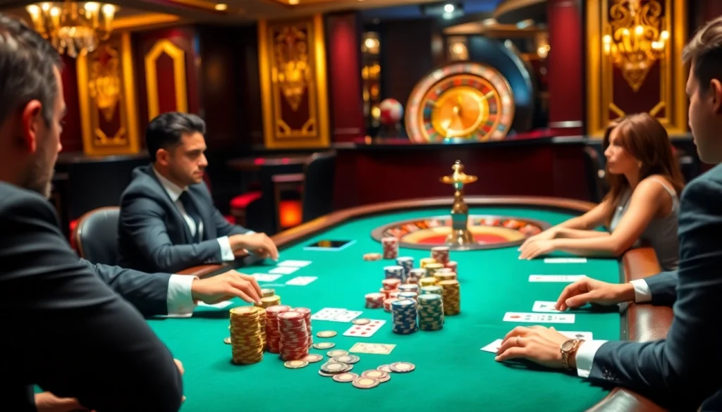 Experience thrilling gameplay at UU88 Casino featuring a vibrant poker table and exciting roulette.