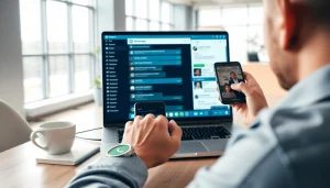 Engage customers effectively with WhatsApp Business CRM showcased in a modern workspace.