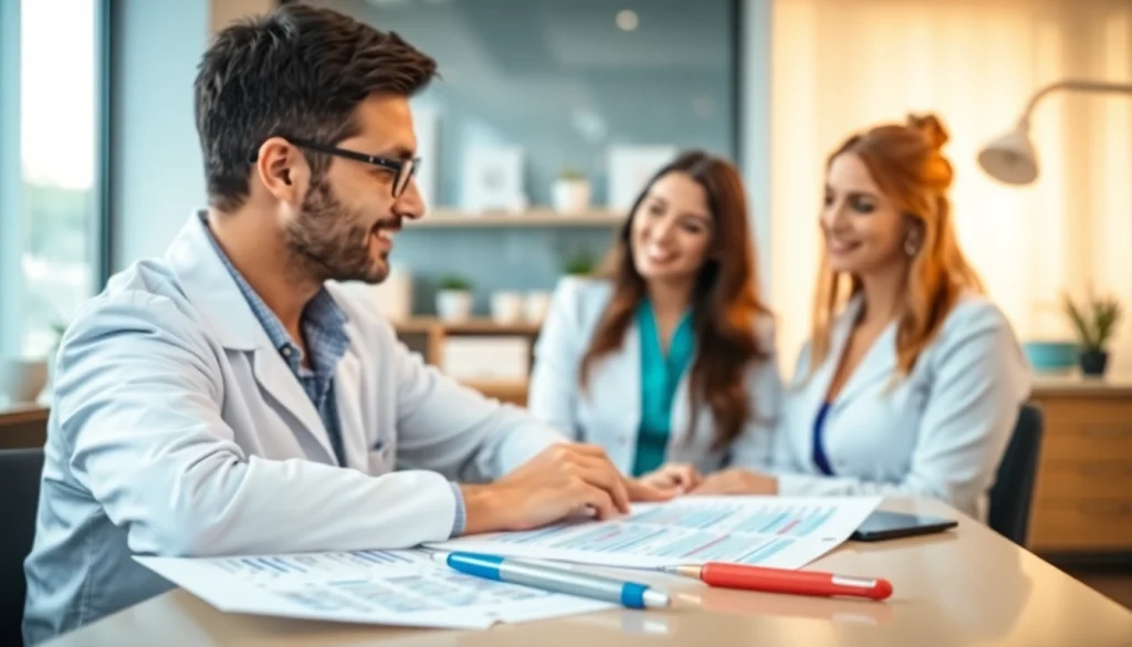 Engaging dental consultant Maryland providing services in a professional office setting.