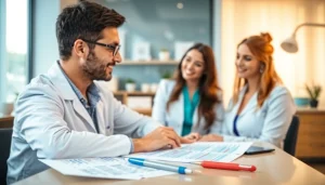 Engaging dental consultant Maryland providing services in a professional office setting.