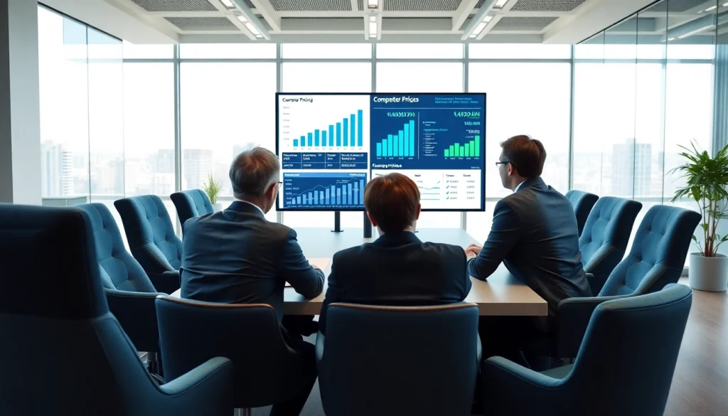 Analyze competitor pricing strategies in a corporate setting with a collaborative atmosphere.