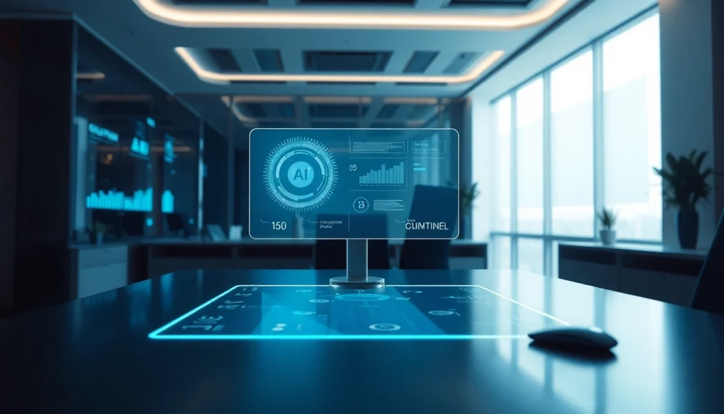 Gemini 3 Pro showcased in a futuristic workspace with holographic technology.