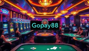 Players enjoying the thrill of Gopay88 at modern casino tables filled with excitement and luxury.