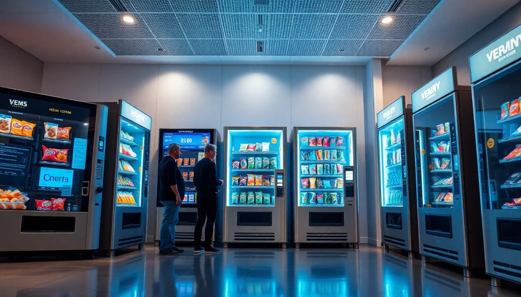 Snack machine manufacturers showcasing modern vending machines with interactive features.