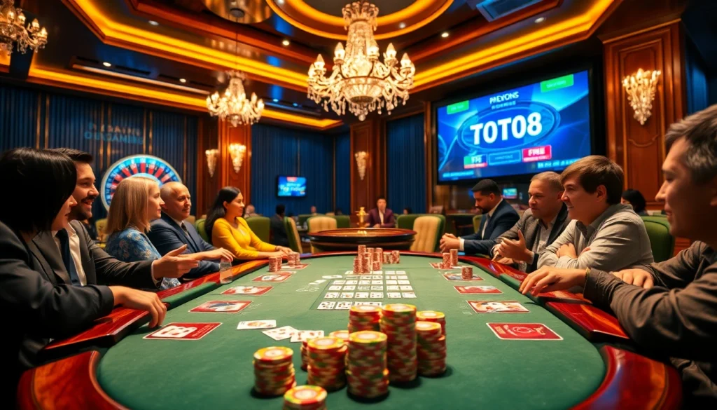 Engage in the excitement of raja toto88 at a luxurious poker table with vibrant chips and cards.
