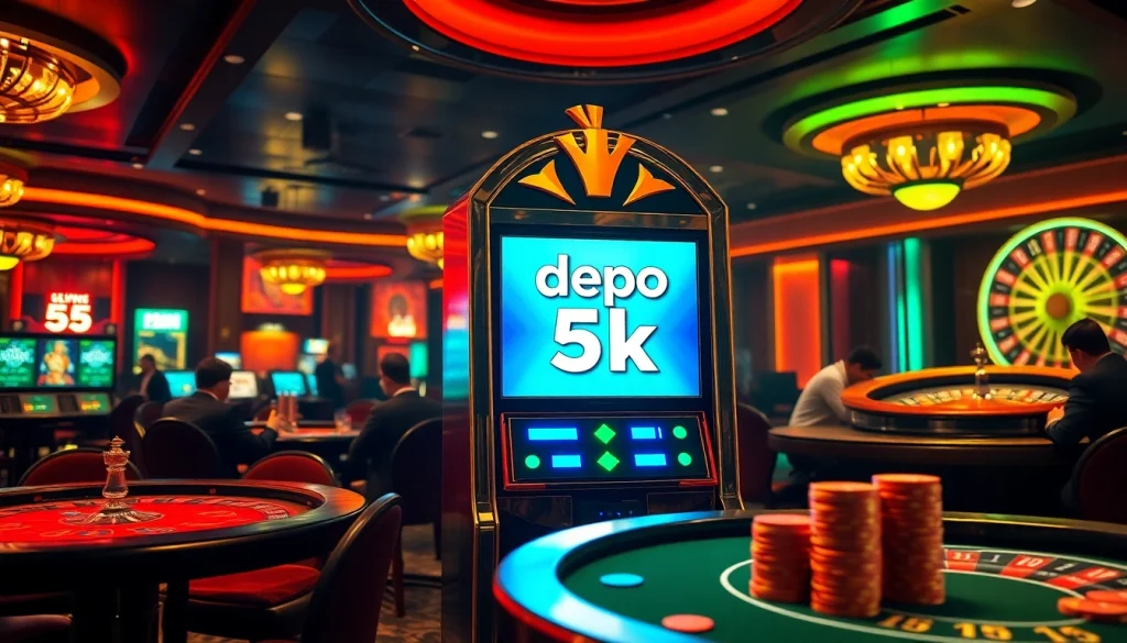 Experience the excitement of gambling with a slot machine featuring depo 5k in a luxurious casino setting.