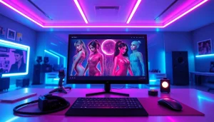 Dynamic digital workspace showcasing NSFW AI-generated images with creative tools.