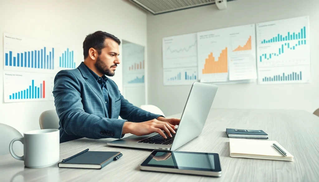 Sales representative exploring best websites for sales jobs in a modern workspace.