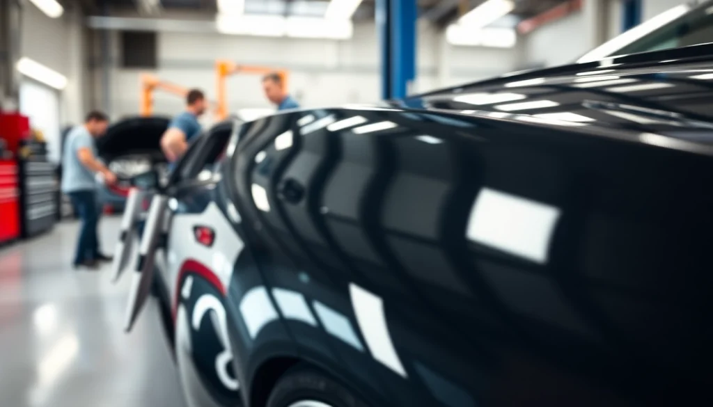 PPF Chattanooga application on a sleek vehicle in a professional auto shop environment.