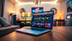 Menikmati slot deposit 1k dengan layar laptop menampilkan permainan slot yang menarik.